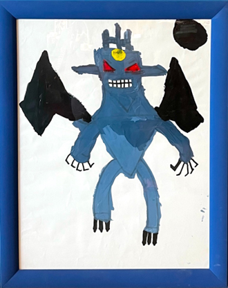 A gray robot with wings